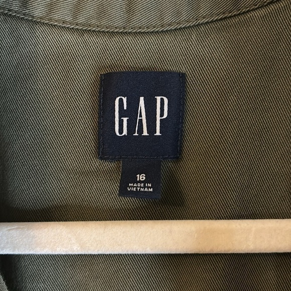 GAP Army Jacket Green Lyocell Button Down Short Sleeve Tie Waist Jumpsuit 16 - Picture 11 of 11